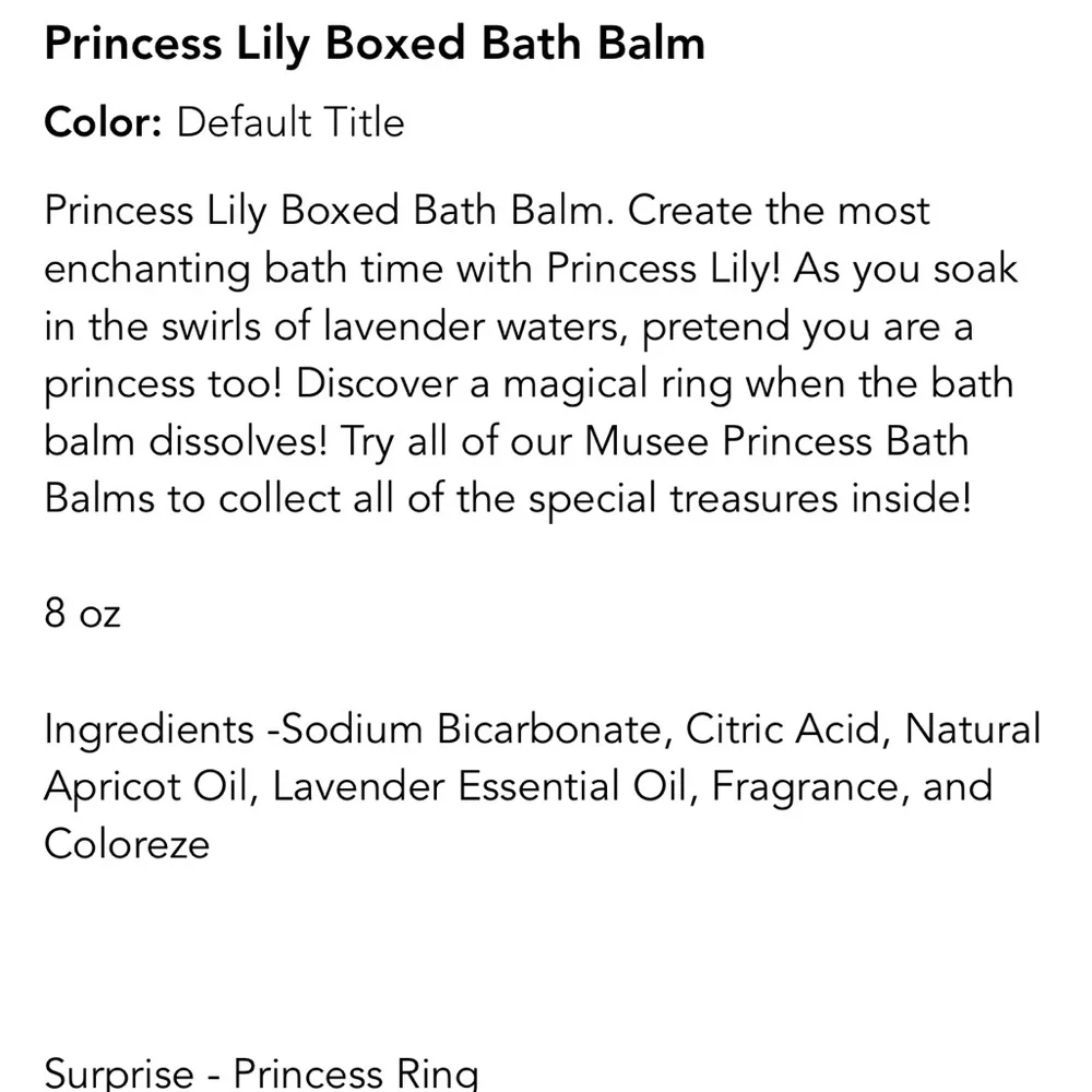 Party Sale $5.🎉Princess Lily Surprise Inside Bath Balm